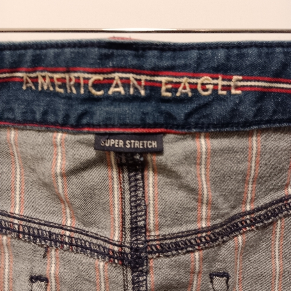 American Eagle| Hi-Rise Mini Stretchy Sz. 12 Y2K Beach Coastal Red White & Blue - Picture 4 of 10